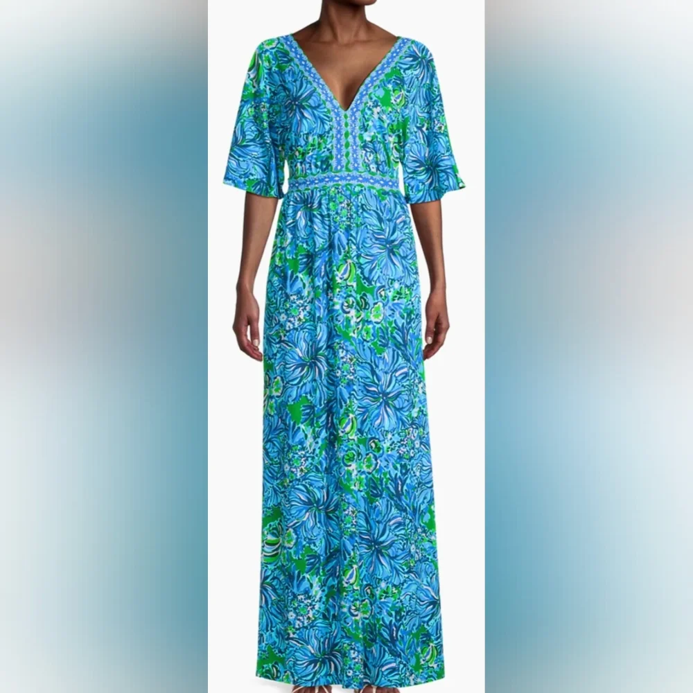 Lilly Pulitzer Addison Floral Maxi Dress 6 - Picture 2 of 4